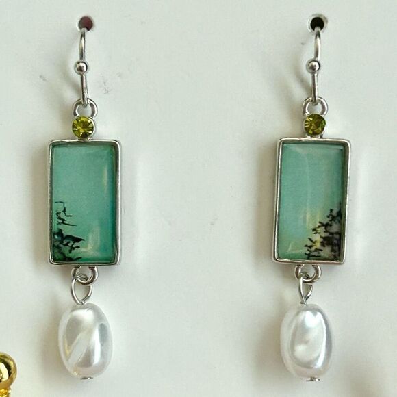 Regency Era Bridgerton Look Gold Silver Dangle Earrings - Picture 5 of 6